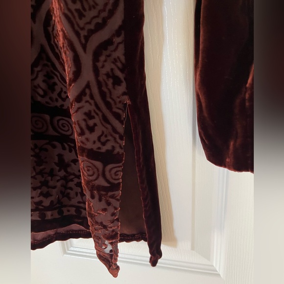 Diane Gilman burgundy velvet burnout boho whimsigoth witchy dark romantic top - Picture 4 of 8